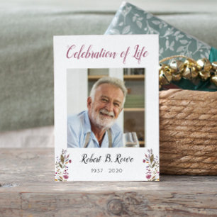 Uitvaartgebed Kaart met foto Bourgondische bloemen