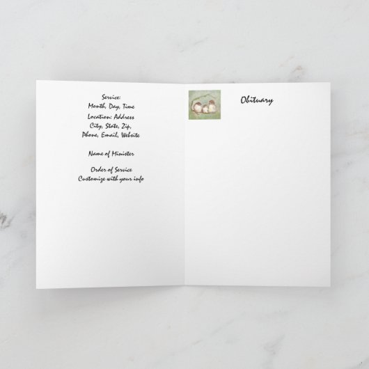 Uitvaartprogramma Custom Waterverf Sparrow Bird Programma (Binnen)