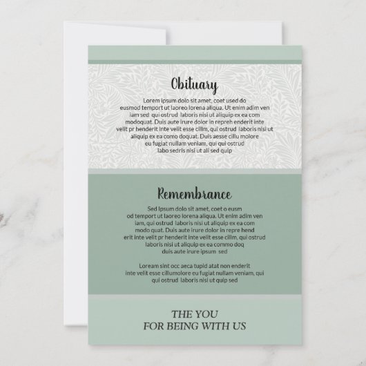 Uitvaartprogramma kaart (Achterkant)