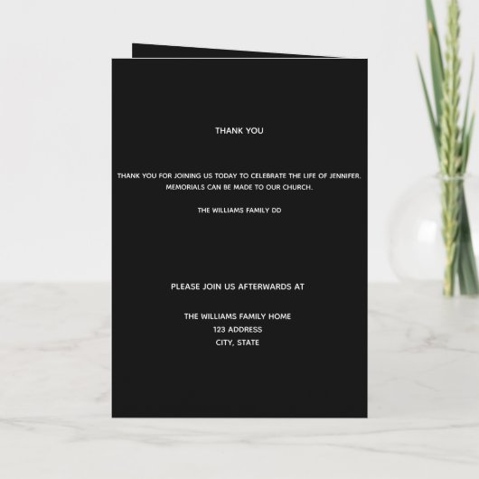 Uitvaartprogramma van de zwarte gouden foto van Eu Bedankkaart (Achterkant)