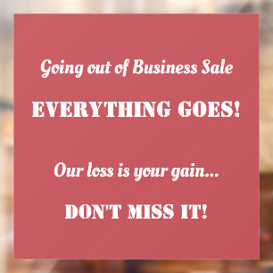 Uitverkoop bij bedrijfsbeëindiging reclame raamsticker