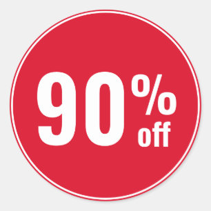 Uitverkoop met 90 procent korting ronde sticker