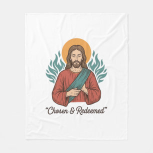 Uitverkoren & Verlossing Christelijke Vintage Jezu Fleece Deken
