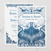  uitvindingen van het Nautical Blue Foil Wedding Kaart (Voorkant / Achterkant)