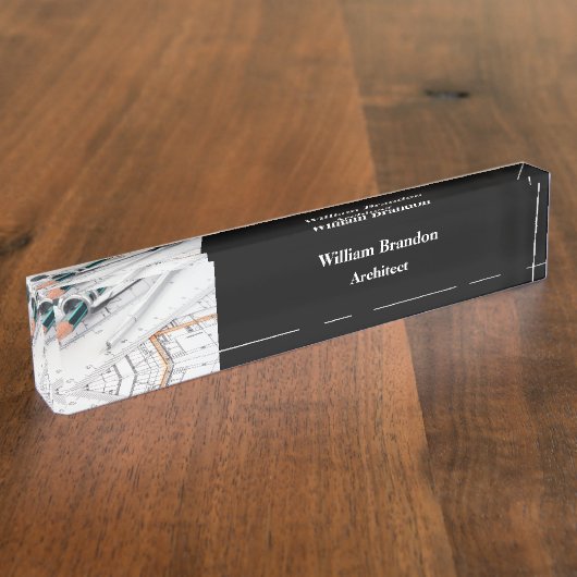 Uitvoerend Desk Plaque voor een architect Naambordje (Zijkant)