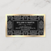 Uitvoerend Monogram Gold Border Damask Visitekaartje (Achterkant)
