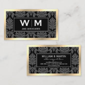 Uitvoerend Monogram Gold Border Damask Visitekaartje (Voorkant / Achterkant)