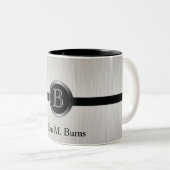 Uitvoerend Monogram | Witte penseelstaal Tweekleurige Koffiemok (Voorkant rechts)