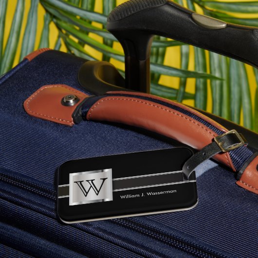 Uitvoerende stijl van Masculine Monogram Bagagelabel (Voorkant Insitu 3)