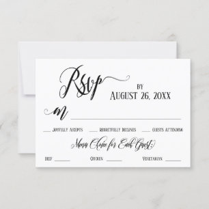 Uitwerken Bloeit RSVP-kaart met menukeuzes RSVP Kaartje