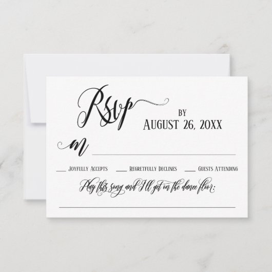 Uitwerken Bloeit Script RSVP Card Song Aanvraag (Voorkant)
