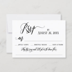 Uitwerken Bloeit Script RSVP Card Song Aanvraag Kaartje