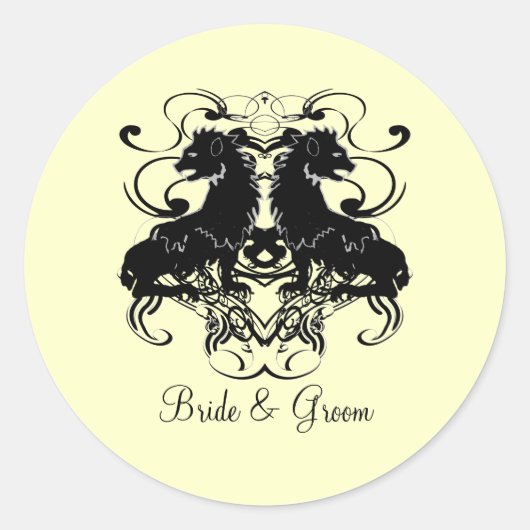 Uitwerking van leeuwen met wervelkolommen ronde sticker (Voorkant)