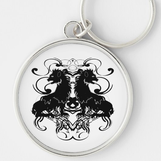 Uitwerking van  leeuwen met wervelkolommen sleutelhanger (Voorkant)