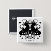 Uitwerking van leeuwen met wervelkolommen vierkante button 5,1 cm (Voorkant /achterkant)