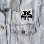 Uitwerking van  leeuwen met wervelkolommen vierkante button 5,1 cm (In situ)