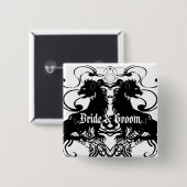 Uitwerking van  leeuwen met wervelkolommen vierkante button 5,1 cm (Voorkant /achterkant)