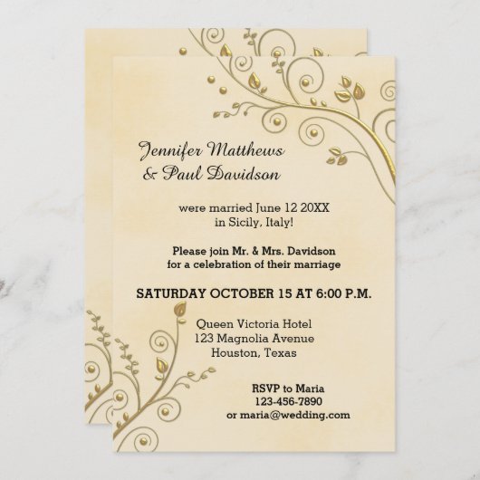 Uitwijken of uitnodiging voor het bruiloftsfeest n (Voorkant / Achterkant)