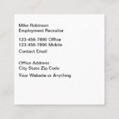 uitzendbureau arbeidsbemiddeling vierkante visitekaartje (Achterkant)