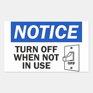 UITZETTEN ALS NIET IN GEBRUIK RECHTHOEKIGE STICKER