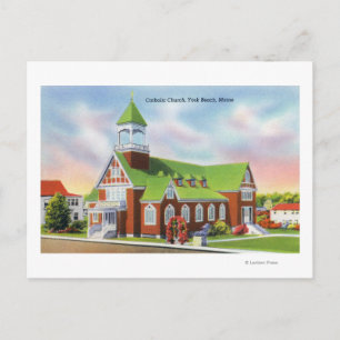 Uitzicht aan de buitenkant van het katholieke stra briefkaart