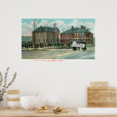 Uitzicht aan de buitenzijde van de middelbare scho poster (Keuken)