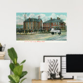 Uitzicht aan de buitenzijde van de middelbare scho poster (Thuiskantoor)