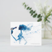 Uitzicht aan de zijkant van de vrouw om lang haar  briefkaart (Staand voorkant)