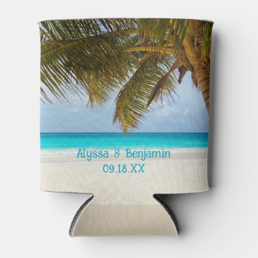 Uitzicht Aangepaste bruiloft voor palmbomen Blikjeskoeler (Voorkant)