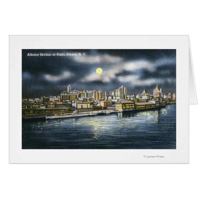 Uitzicht Albany Skyline in Night (Voorkant Horizontaal)