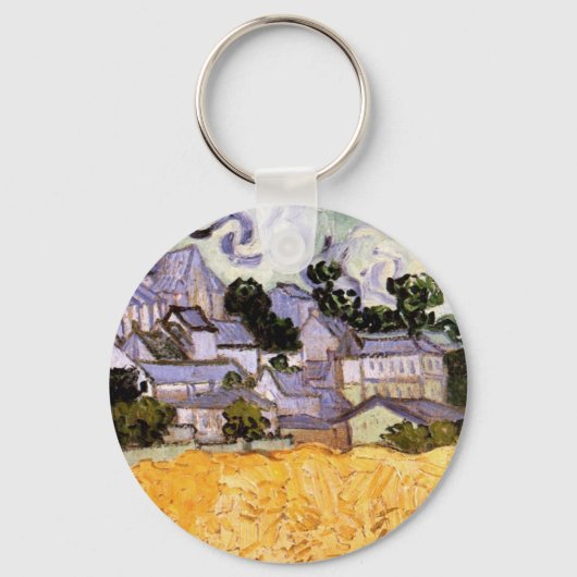 Uitzicht Auvers met kerk van Vincent van Gogh Sleutelhanger (Voorkant)