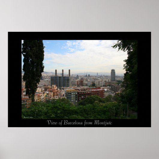 Uitzicht Barcelona-stad Poster (Voorkant)