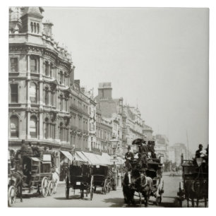 Uitzicht benedenlangs Oxford Street, Londen (foto) Tegeltje