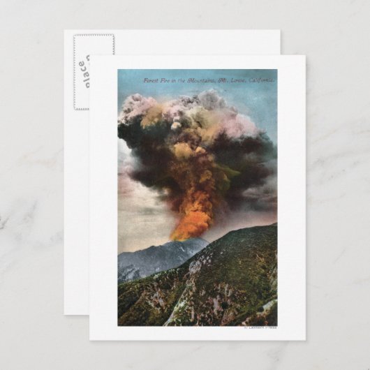 Uitzicht bosbrand in bergen briefkaart (Voorkant / Achterkant)