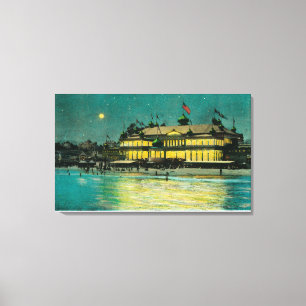Uitzicht buitennacht van het Neptune casino en Canvas Afdruk