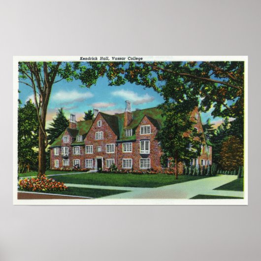Uitzicht buitenshuis van Kendrick Hall, Vassar Col Poster (Voorkant)