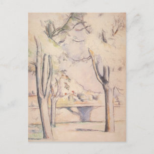 Uitzicht door de bomen van Paul Cezanne, kunst Briefkaart