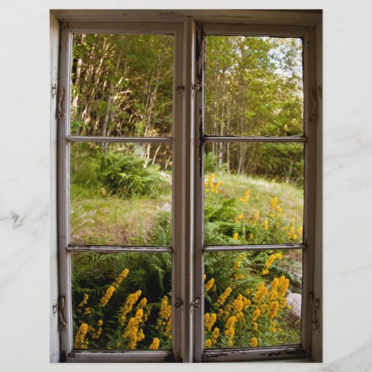 Uitzicht door oud venster flyer (Voorkant)