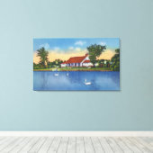 Uitzicht Hoopes Park Swans op het meer Canvas Afdruk (Insitu (Houten vloer))