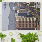 Uitzicht in het centrum van Phoenix, Arizona Theedoek (Gevouwen)