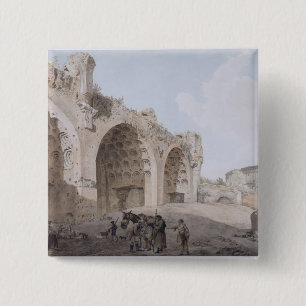 Uitzicht in het Roman Forum (The Temple of Peace) Vierkante Button 5,1 Cm