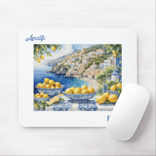Uitzicht Italiaans Amalfi Kust blauw witte tegels Muismat