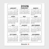 Uitzicht kalender voor het hele jaar - Basic Minim Sticker (Vel)