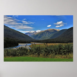 Uitzicht langs de weg in Nieuw-Zeeland Poster