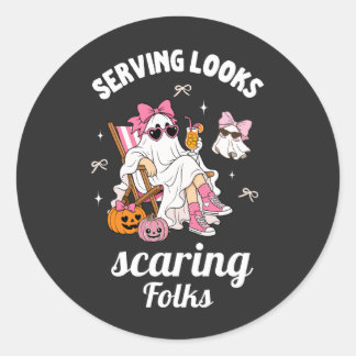 Uitzicht Latende Mensen Halloween Ronde Sticker