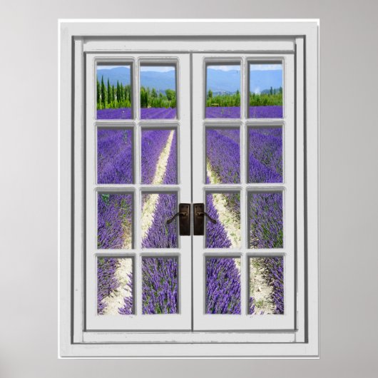 Uitzicht Lavender Field Fake Window Poster (Voorkant)