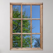 Uitzicht Leafy Tree van een venster Poster (Voorkant)