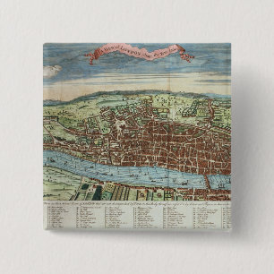 Uitzicht Londen, c.1560 Vierkante Button 5,1 Cm