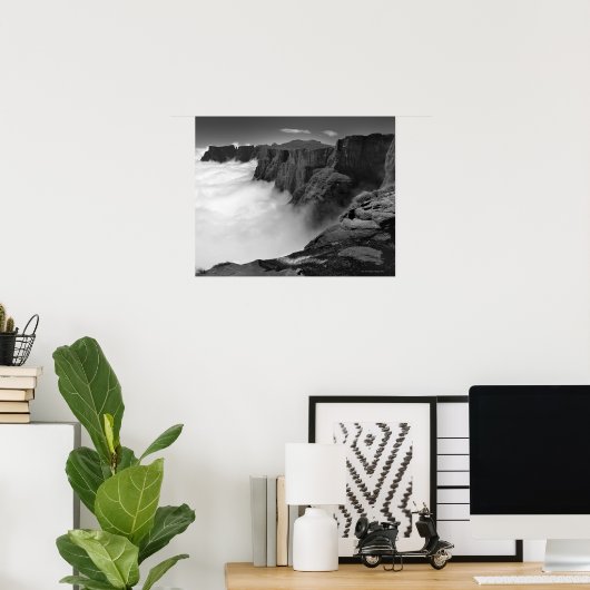 Uitzicht met hoge hoek zwart-wit uitzicht van poster (Thuiskantoor)