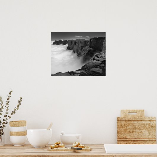 Uitzicht met hoge hoek zwart-wit uitzicht van poster (Keuken)